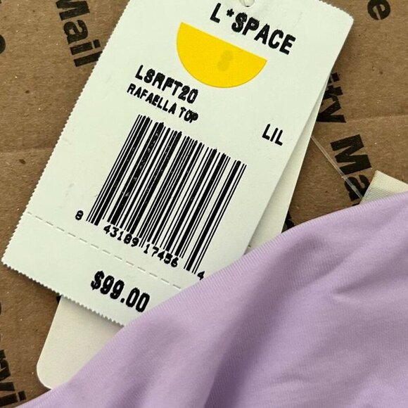 L*Space Swim Rafaella lilac purple strappy tie up side bikini top small new - Picture 7 of 7